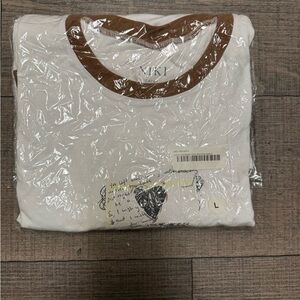 White and Brown Short Sleeve Tee